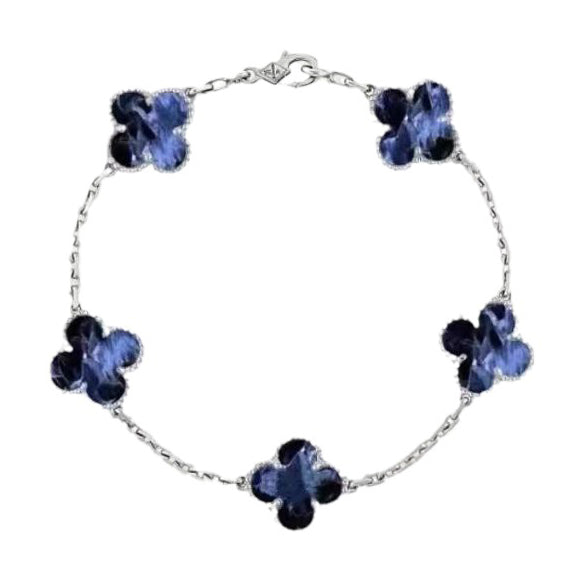 [Clover Jewelrys]CLOVER 5 MOTIF PIETERSITE SILVER BRACELET