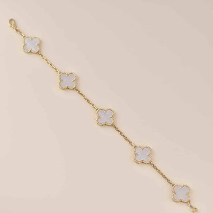 [Clover Jewelrys]CLOVER  5 MOTIF WHITE MOP BRACELET