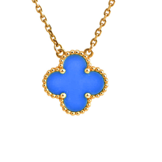 [Clover Jewelrys]CLOVER 15MM BLUE AGATE NECKLACE