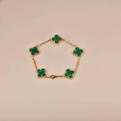 [Clover Jewelrys]CLOVER 5 MOTIFS MALACHITE BRACELET