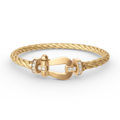 [Clover Jewelrys]FORCE LARGE HORSESHOE HALF DIAMOND BRACELET GOLD