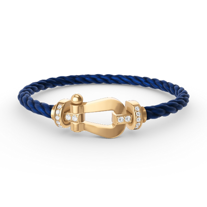 [Clover Jewelrys]FORCE LARGE HORSESHOE HALF DIAMOND BRACELET GOLD