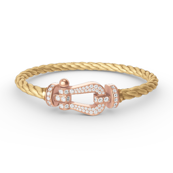 [Clover Jewelrys]FORCE LARGE HORSESHOE FULL DIAMOND BRACELET ROSE GOLD