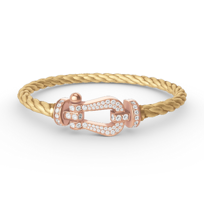 [Clover Jewelrys]FORCE LARGE HORSESHOE FULL DIAMOND BRACELET ROSE GOLD