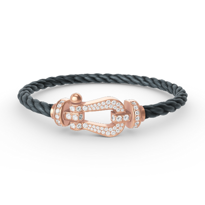 [Clover Jewelrys]FORCE LARGE HORSESHOE FULL DIAMOND BRACELET ROSE GOLD