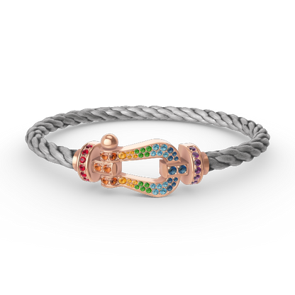 [Clover Jewelrys]FORCE LARGE HORSESHOE  COLORED DIAMOND BRACELET ROSE GOLD