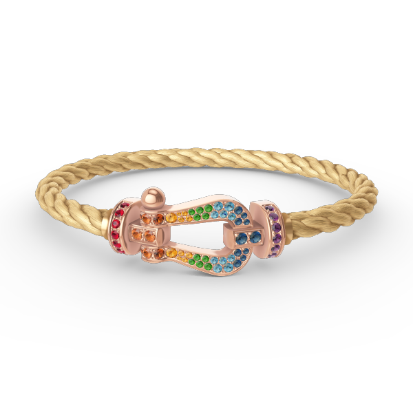 [Clover Jewelrys]FORCE LARGE HORSESHOE  COLORED DIAMOND BRACELET ROSE GOLD