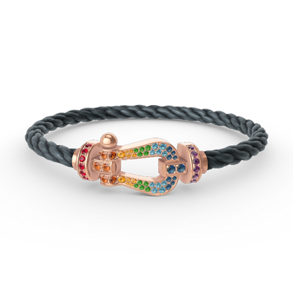 [Clover Jewelrys]FORCE LARGE HORSESHOE  COLORED DIAMOND BRACELET ROSE GOLD