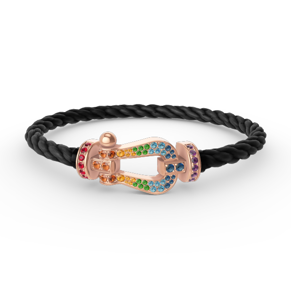 [Clover Jewelrys]FORCE LARGE HORSESHOE  COLORED DIAMOND BRACELET ROSE GOLD