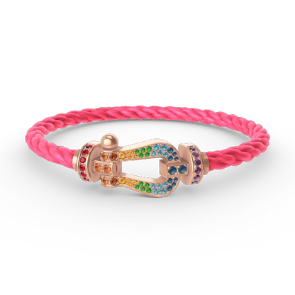 [Clover Jewelrys]FORCE LARGE HORSESHOE  COLORED DIAMOND BRACELET ROSE GOLD