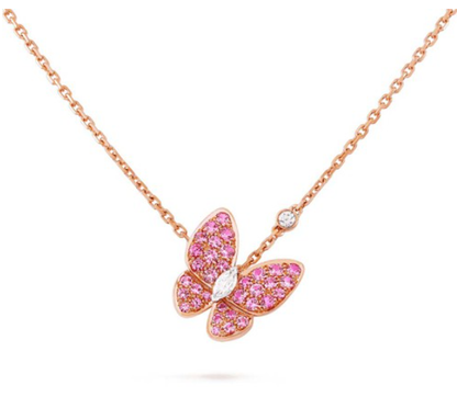 [Clover Jewelrys]BUTTERFLY RED DIAMOND ROSE GOLD NECKLACE