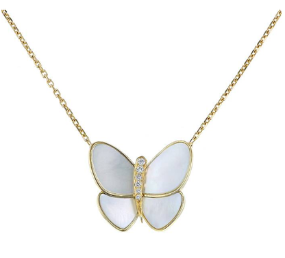 [Clover Jewelrys]BUTTERFLY GOLD MOP DIAMOND NECKLACE