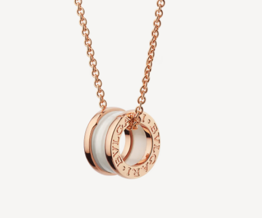 [Clover Jewelrys]ZERO 1 WHITE CERAMIC PINK GOLD NECKLACE