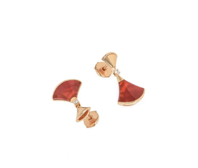 [Clover Jewelrys]DREAM Carnelian PINK GOLD EARRINGS