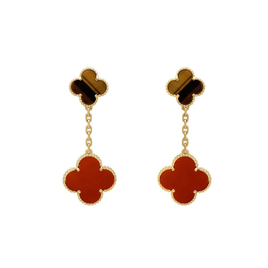 [Clover Jewelrys]CLOVER  2 MOTIF  TIGER EYE CARNELIAN EARRINGS