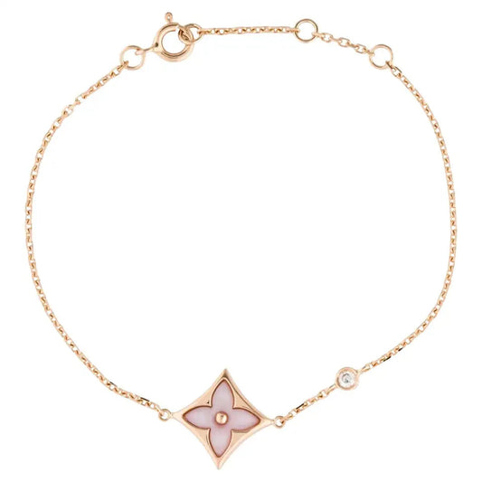 [Clover Jewelrys]STAR 1 DIAMOND PINK GOLD BRACELET