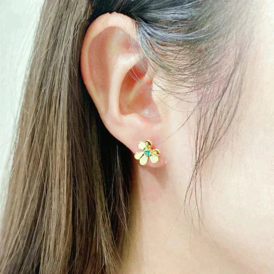 [Clover Jewelrys]FRIVOLE  FLOWER MALACHITE EARRINGS