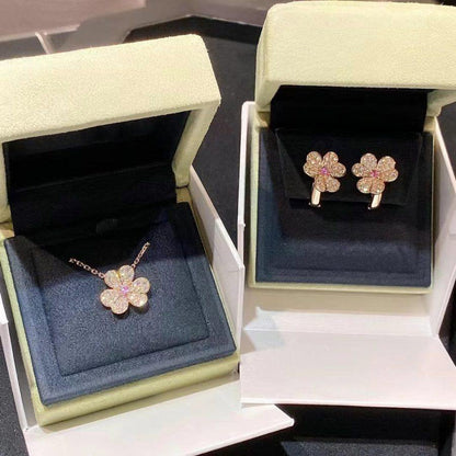 [Clover Jewelrys]FRIVOLE PINK GOLD FLOWER DIAMOND EARRINGS