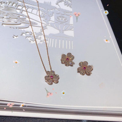 [Clover Jewelrys]FRIVOLE ROSE GOLD FLOWER DIAMOND NECKLACE