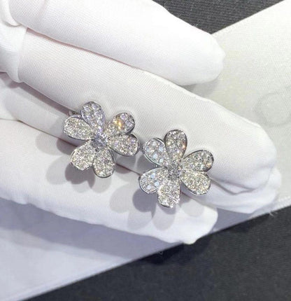 [Clover Jewelrys]FRIVOLE SILVER FLOWER DIAMOND EARRINGS