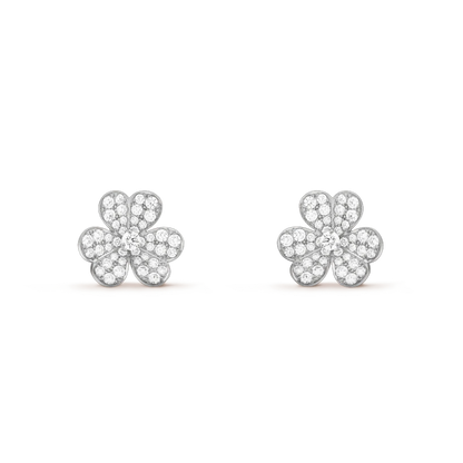 [Clover Jewelrys]FRIVOLE SILVER FLOWER DIAMOND EARRINGS