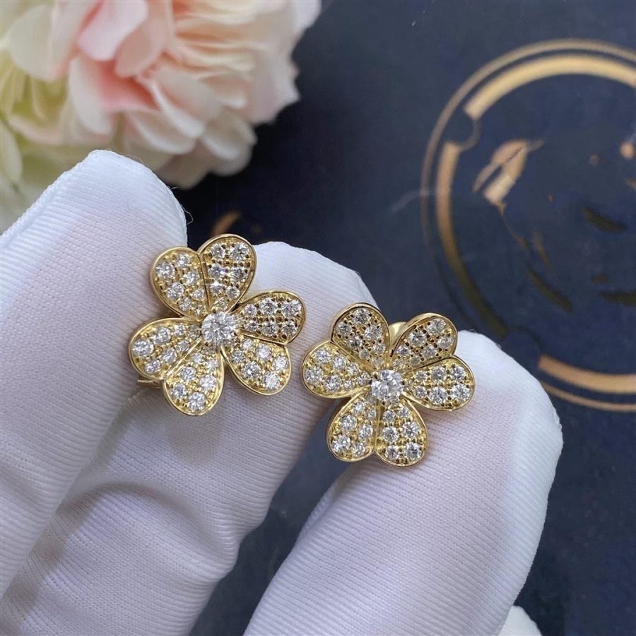 [Clover Jewelrys]FRIVOLE GOLD FLOWER DIAMOND EARRINGS