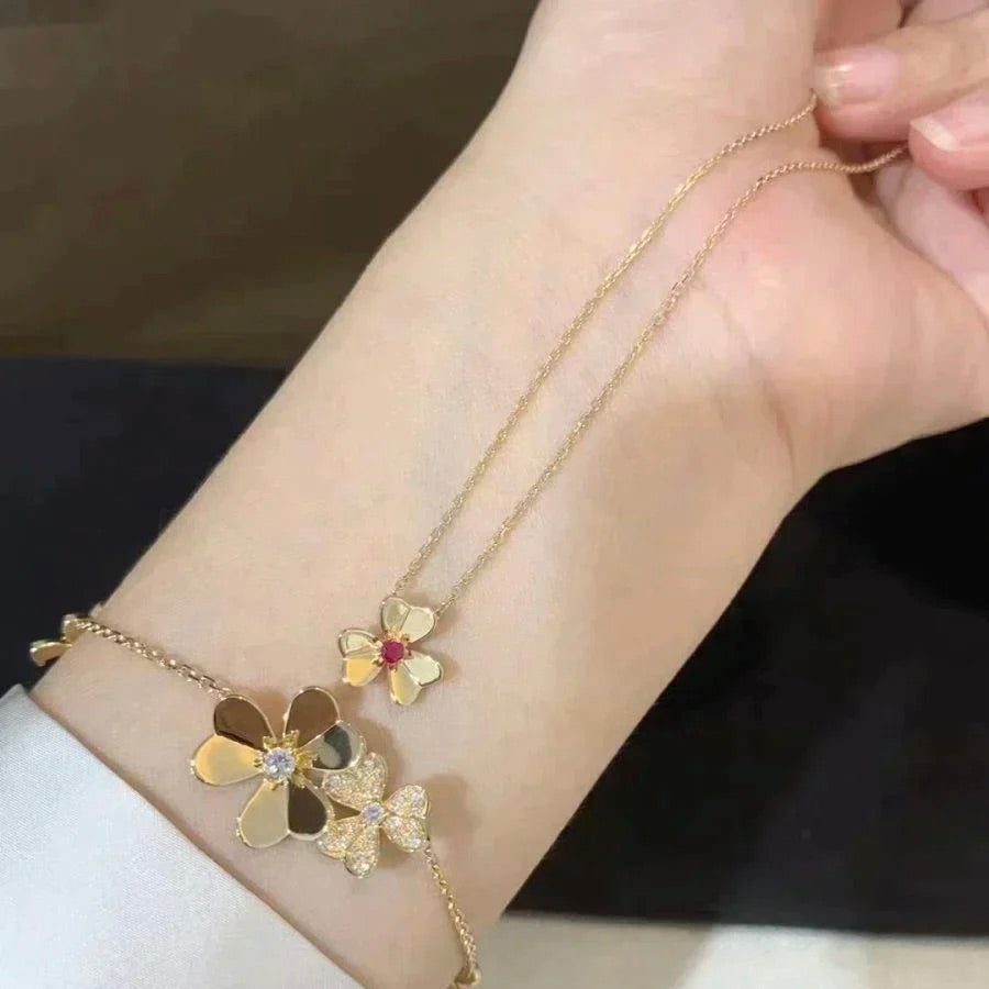 [Clover Jewelrys]FRIVOLE GOLD FLOWER NECKLACE