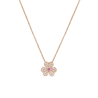 [Clover Jewelrys]FRIVOLE ROSE GOLD FLOWER DIAMOND NECKLACE