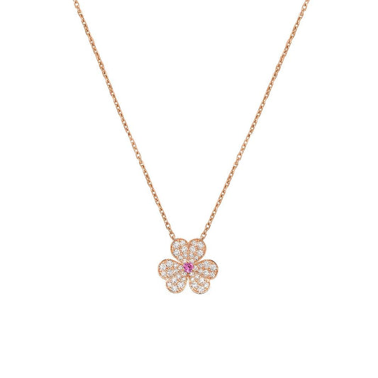 [Clover Jewelrys]FRIVOLE ROSE GOLD FLOWER DIAMOND NECKLACE