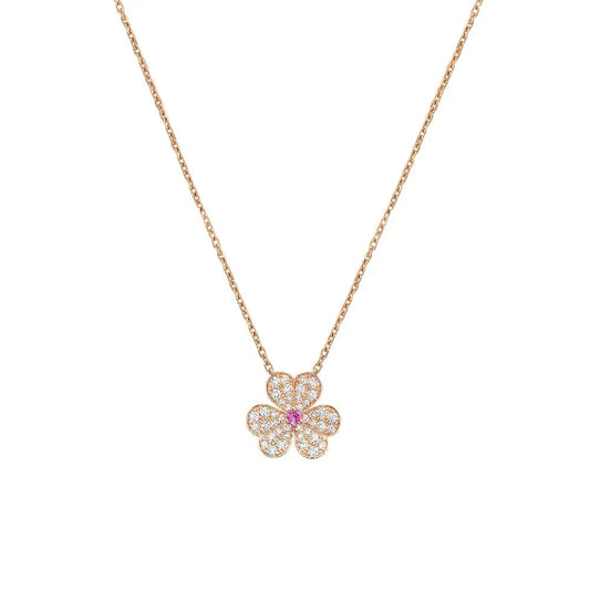 [Clover Jewelrys]FRIVOLE ROSE GOLD FLOWER DIAMOND NECKLACE