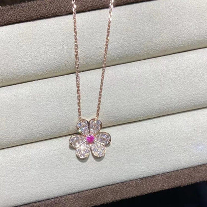 [Clover Jewelrys]FRIVOLE ROSE GOLD FLOWER DIAMOND NECKLACE