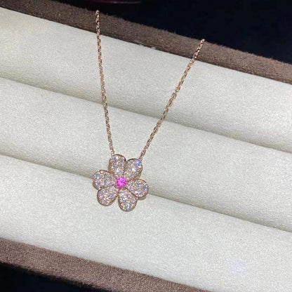 [Clover Jewelrys]FRIVOLE ROSE GOLD FLOWER DIAMOND NECKLACE