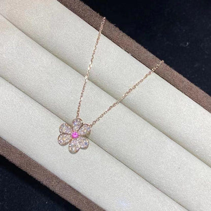 [Clover Jewelrys]FRIVOLE ROSE GOLD FLOWER DIAMOND NECKLACE