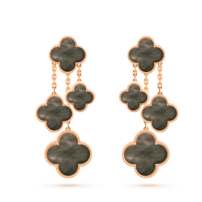 [Clover Jewelrys]CLOVER EARRINGS DARK MOP 4 MOTIFS ROSE GOLD