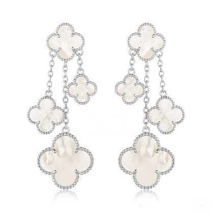 [Clover Jewelrys]CLOVER EARRINGS WHITE MOP 4 MOTIFS SILVER