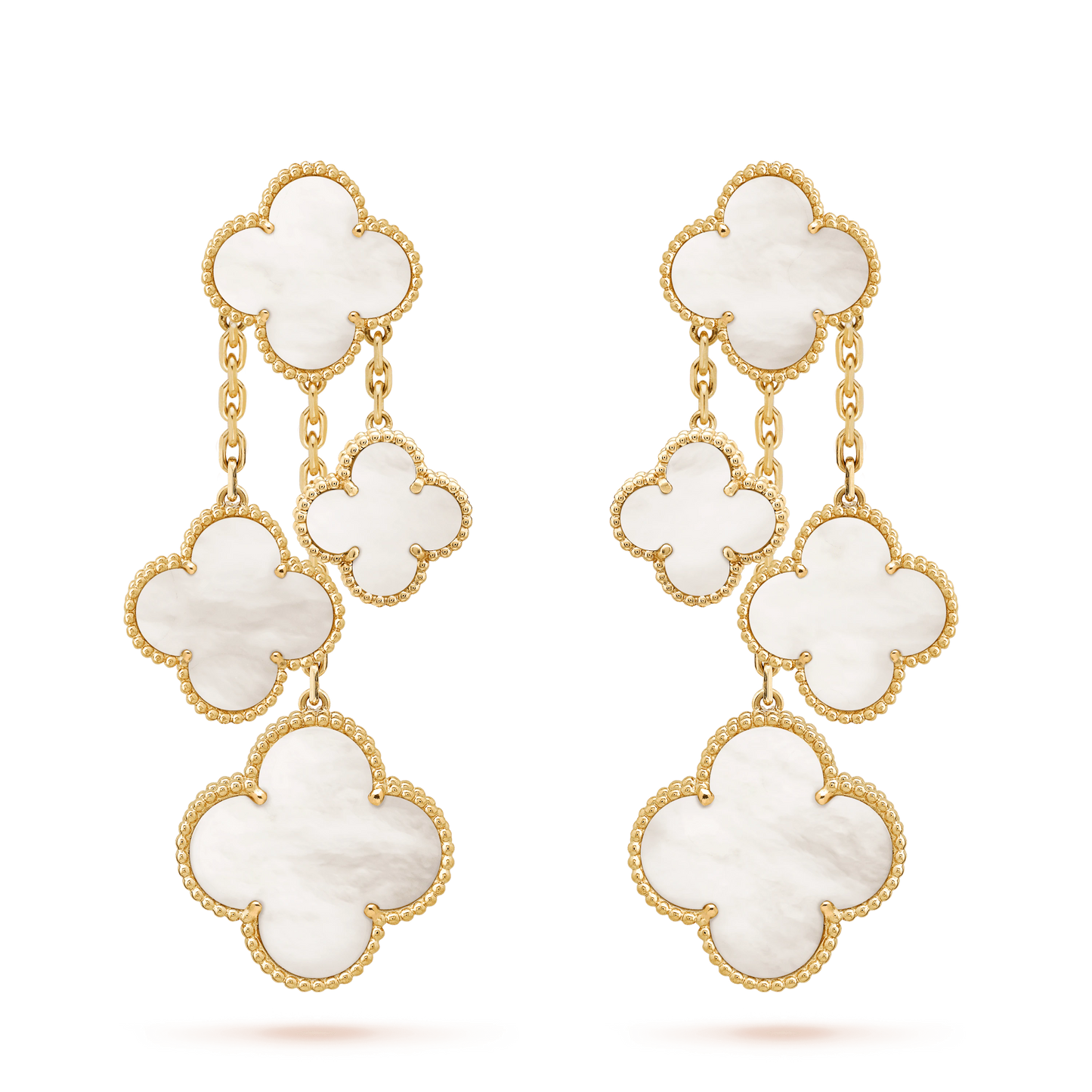 [Clover Jewelrys]CLOVER EARRINGS WHITE MOP 4 MOTIFS GOLD