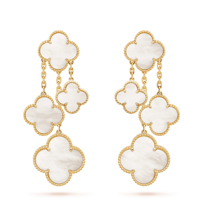 [Clover Jewelrys]CLOVER EARRINGS WHITE MOP 4 MOTIFS GOLD