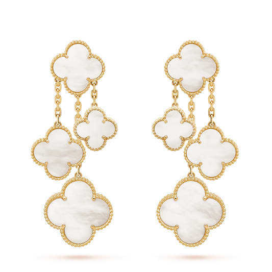 [Clover Jewelrys]CLOVER EARRINGS WHITE MOP 4 MOTIFS GOLD