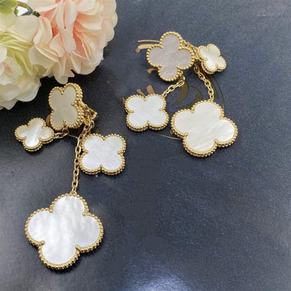 [Clover Jewelrys]CLOVER EARRINGS WHITE MOP 4 MOTIFS GOLD