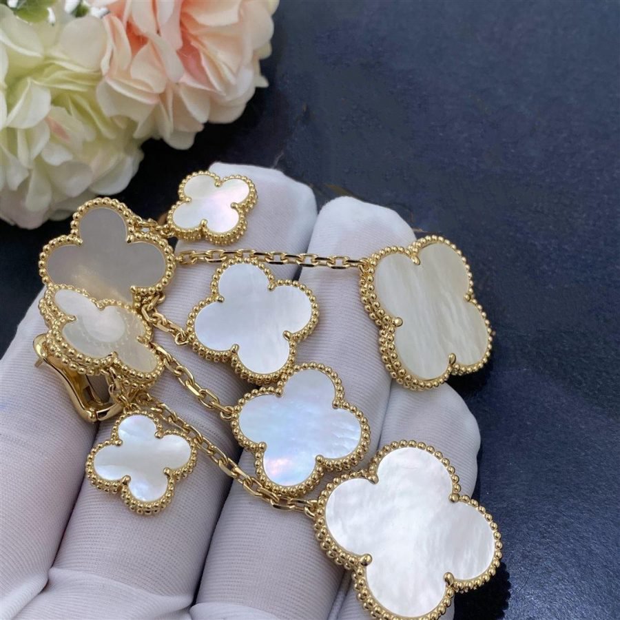 [Clover Jewelrys]CLOVER EARRINGS WHITE MOP 4 MOTIFS GOLD