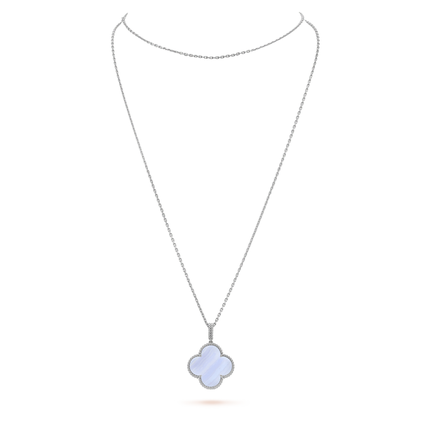 [Clover Jewelrys]CLOVER SILVER CHALCEDONY BIG CLOVER NECKLACE