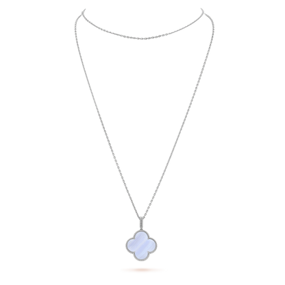 [Clover Jewelrys]CLOVER SILVER CHALCEDONY BIG CLOVER NECKLACE