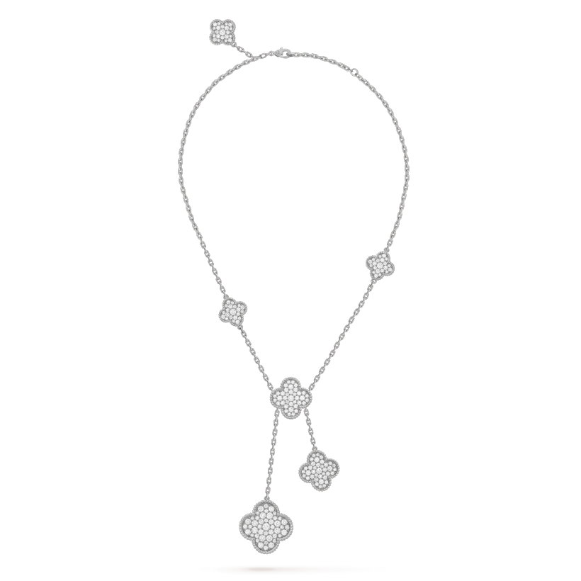 [Clover Jewelrys]CLOVER 5 MOTIFS SILVER DIAMONDS NECKLACE