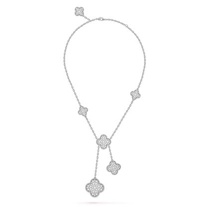 [Clover Jewelrys]CLOVER 5 MOTIFS SILVER DIAMONDS NECKLACE