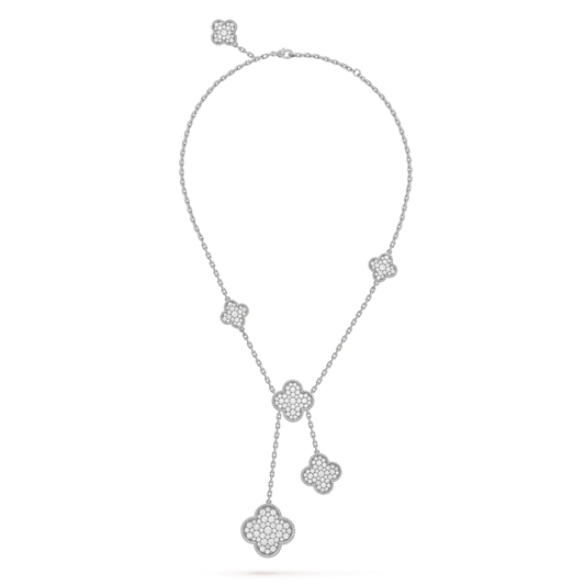 [Clover Jewelrys]CLOVER 5 MOTIFS SILVER DIAMONDS NECKLACE