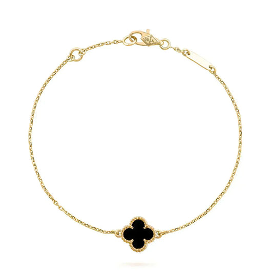 [Clover Jewelrys]CLOVER ONYX SINGLE FLOWER BRACELET