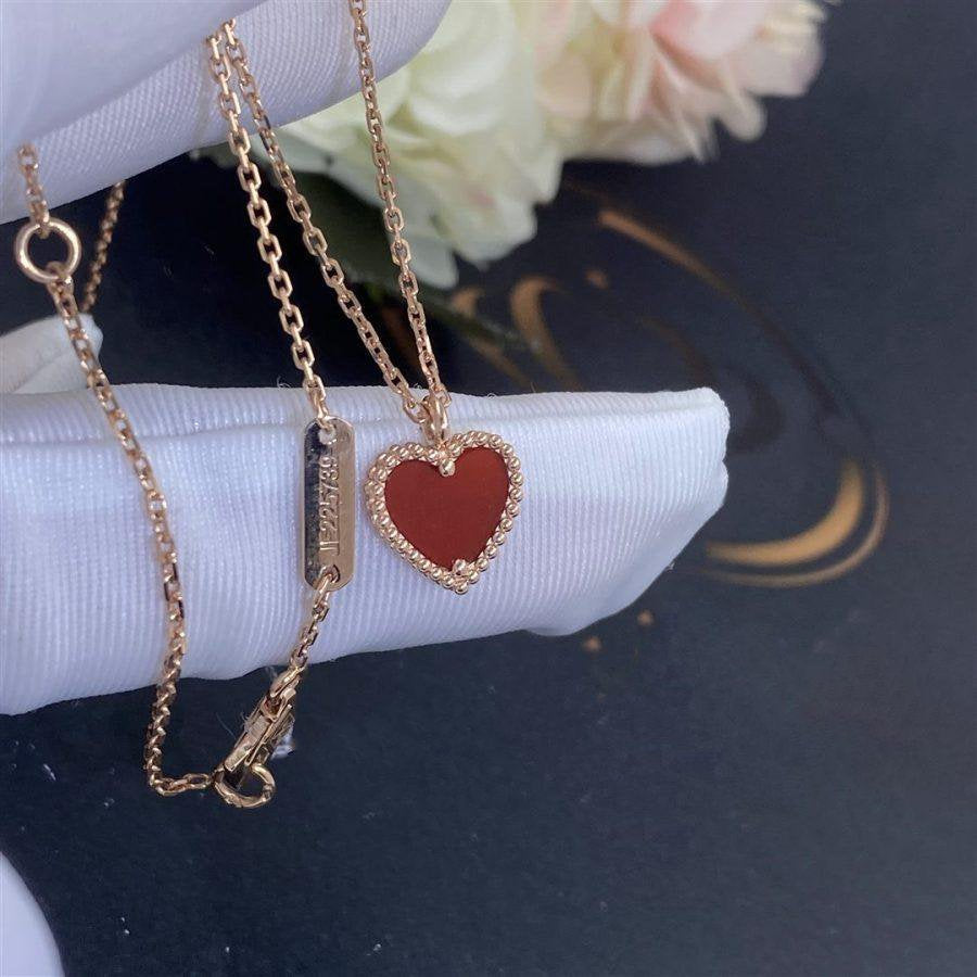 [Clover Jewelrys]SWEET CLOVER CARNELIAN HEART NECKLACE