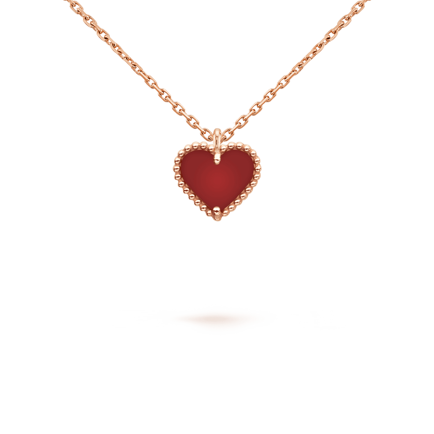 [Clover Jewelrys]SWEET CLOVER CARNELIAN HEART NECKLACE