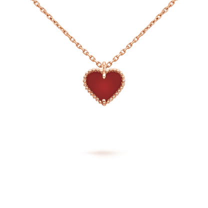 [Clover Jewelrys]SWEET CLOVER CARNELIAN HEART NECKLACE