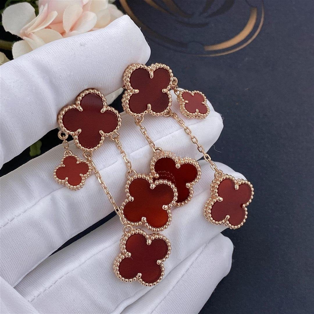 [Clover Jewelrys]CLOVER EARRINGS CARNELIAN 4 MOTIFS PINK GOLD